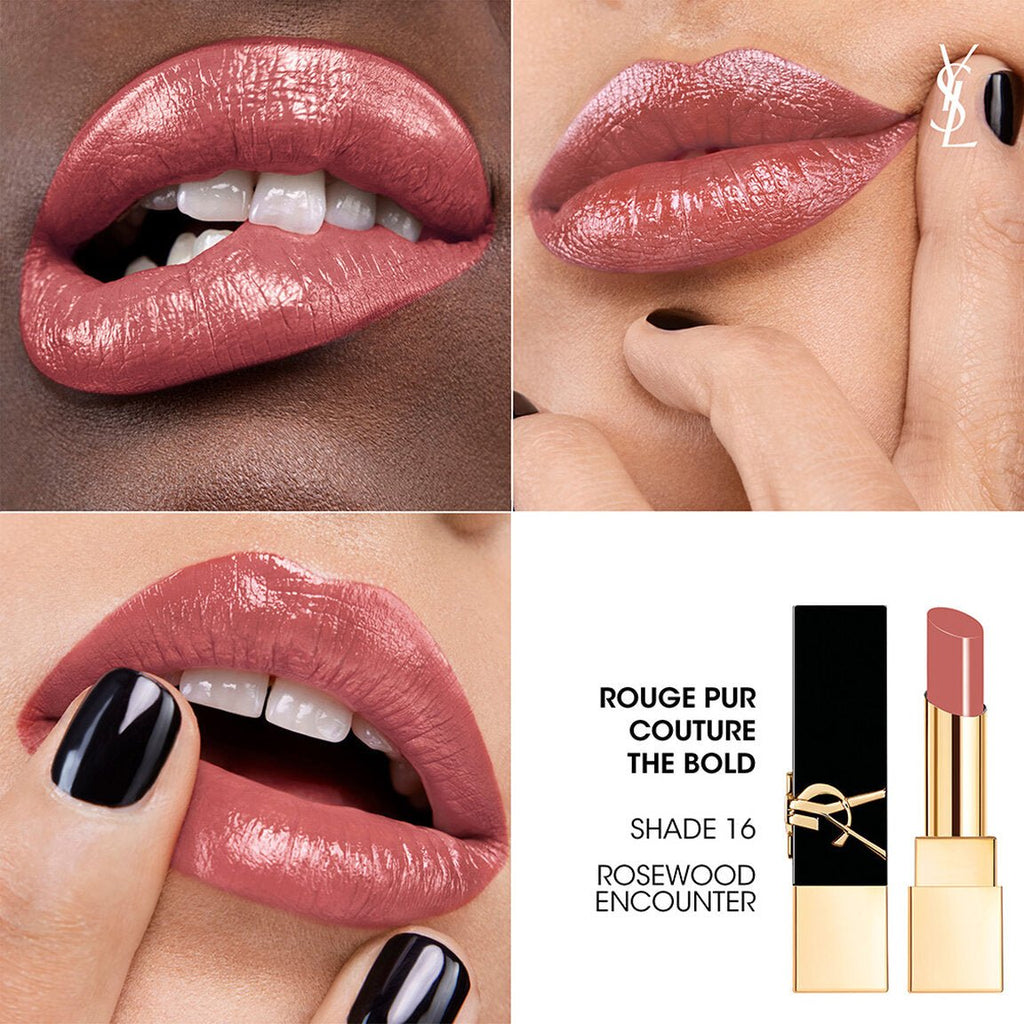 EXCLUSIVE & NEW YSL The Bold Intense Colour Shine Lipstick ROUGE PUR COUTURE 16 Rosewood Encounter NUDE - Give + GlowLipstick