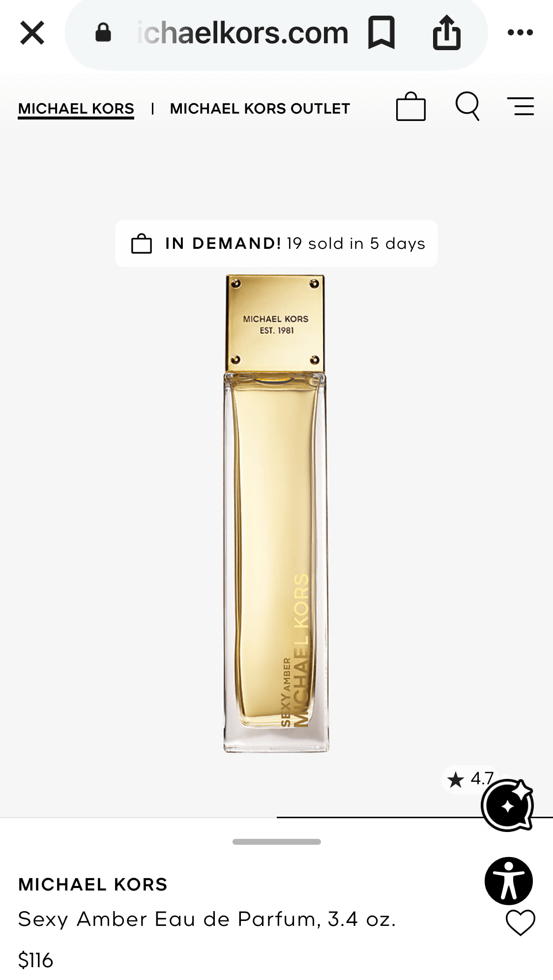 Michael Kors Sexy Amber Perfume 3.4 oz EDP Spray for WOMEN NEW Authentic Full Size - Give + GlowVanilla scent